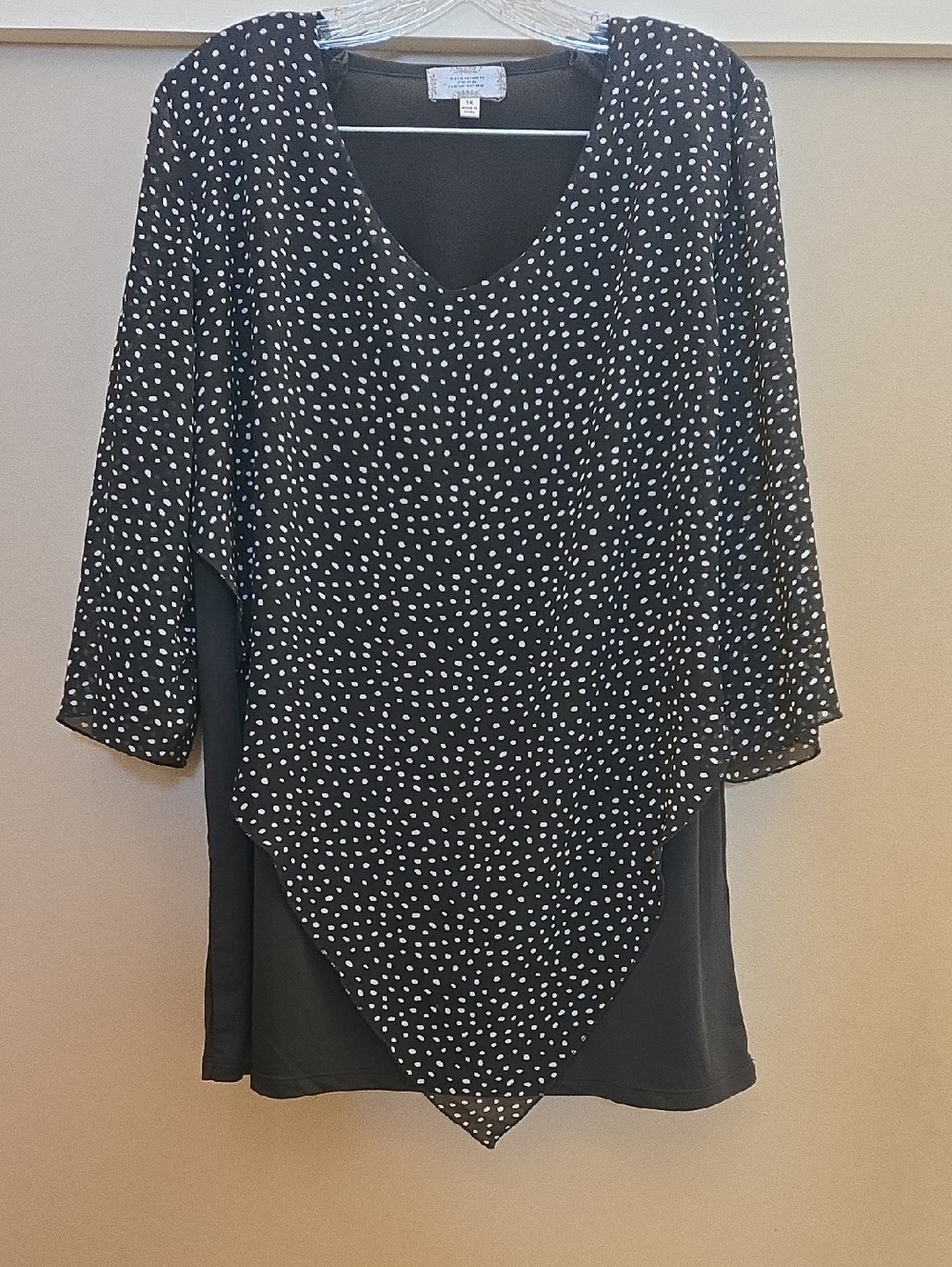 Black & White Polka Dot Layered V‑Neck Top